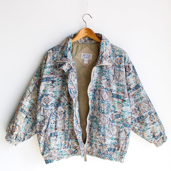 Vintage Silver Abstract Hawaiian Pattern Jacket - Picture 3 of 6